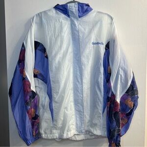 Reebok Vintage 90s Windbreaker Patterned Hooded Jacket Size Medium